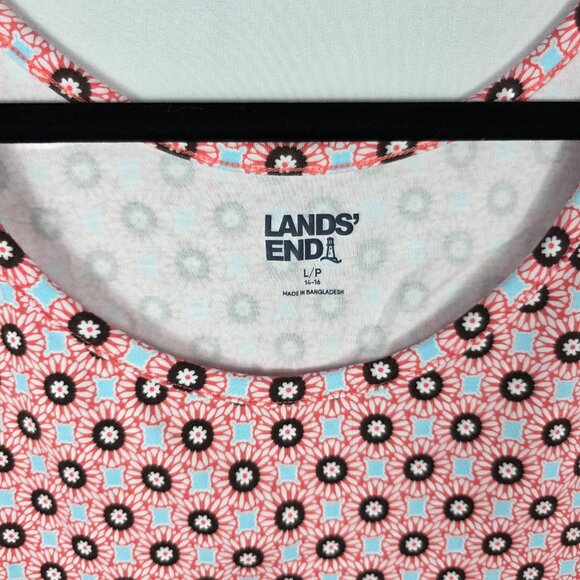 Lands' End Tank Top Women's Size Large Pink, Blue & White Geometric Print - Picture 6 of 11